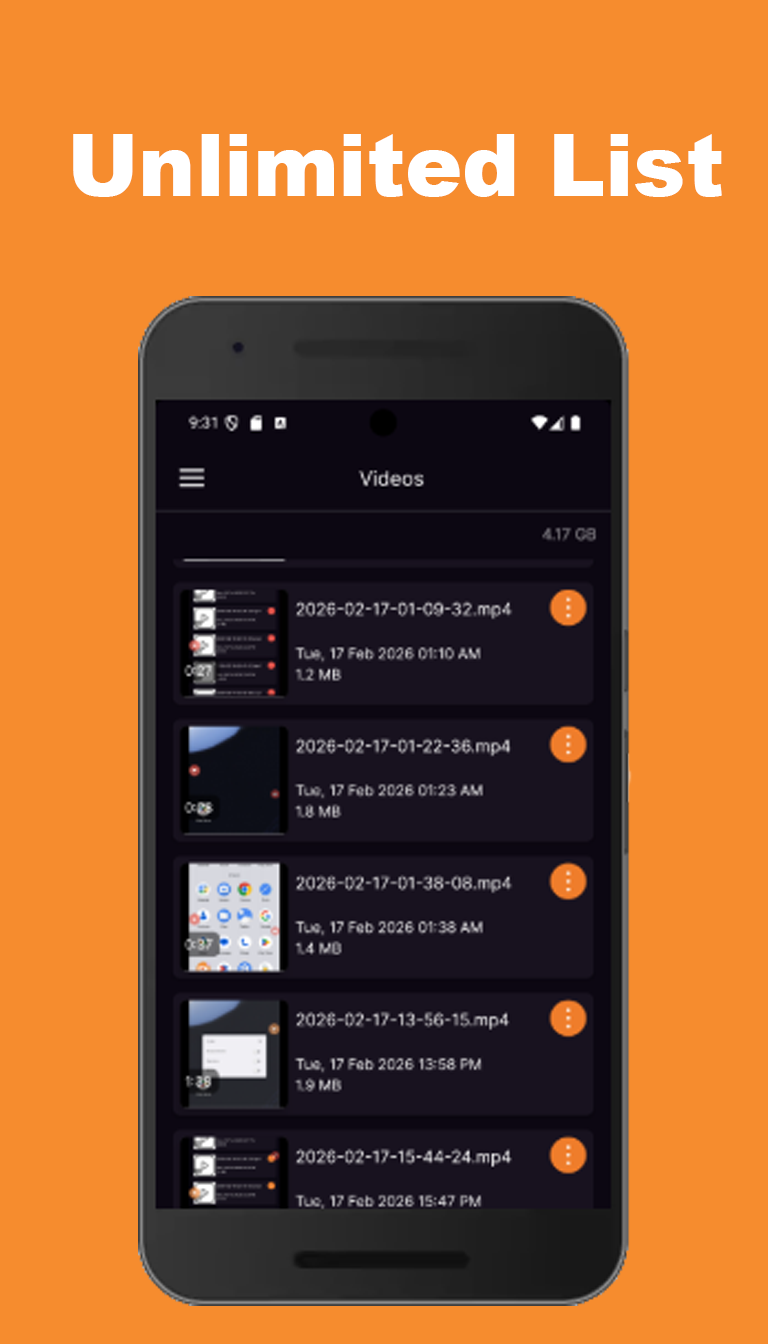 Unlimited recording list