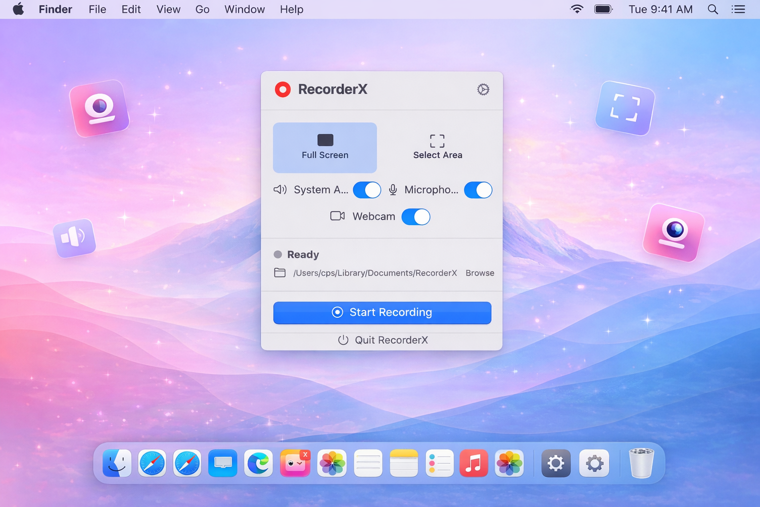 RecorderX for macOS screenshot